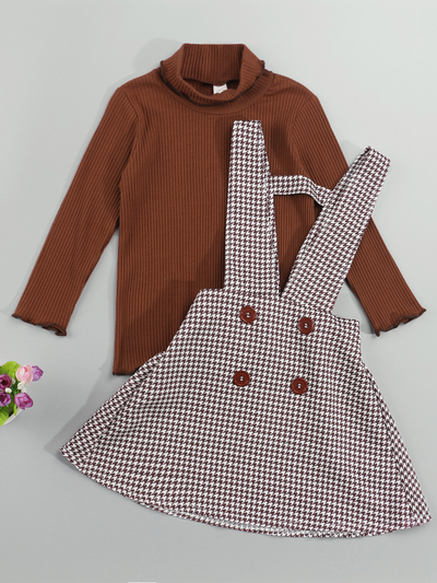 Preppy Chic Clothes | Turtleneck & Overall Skirt Set | Mia Belle Girls