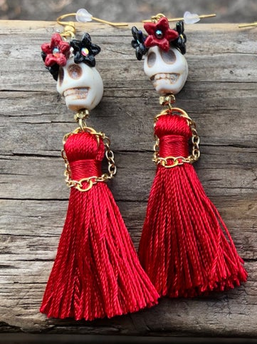 Halloween Accessories |  Day of The Dead Skull Earrings - Mia Belle Girls