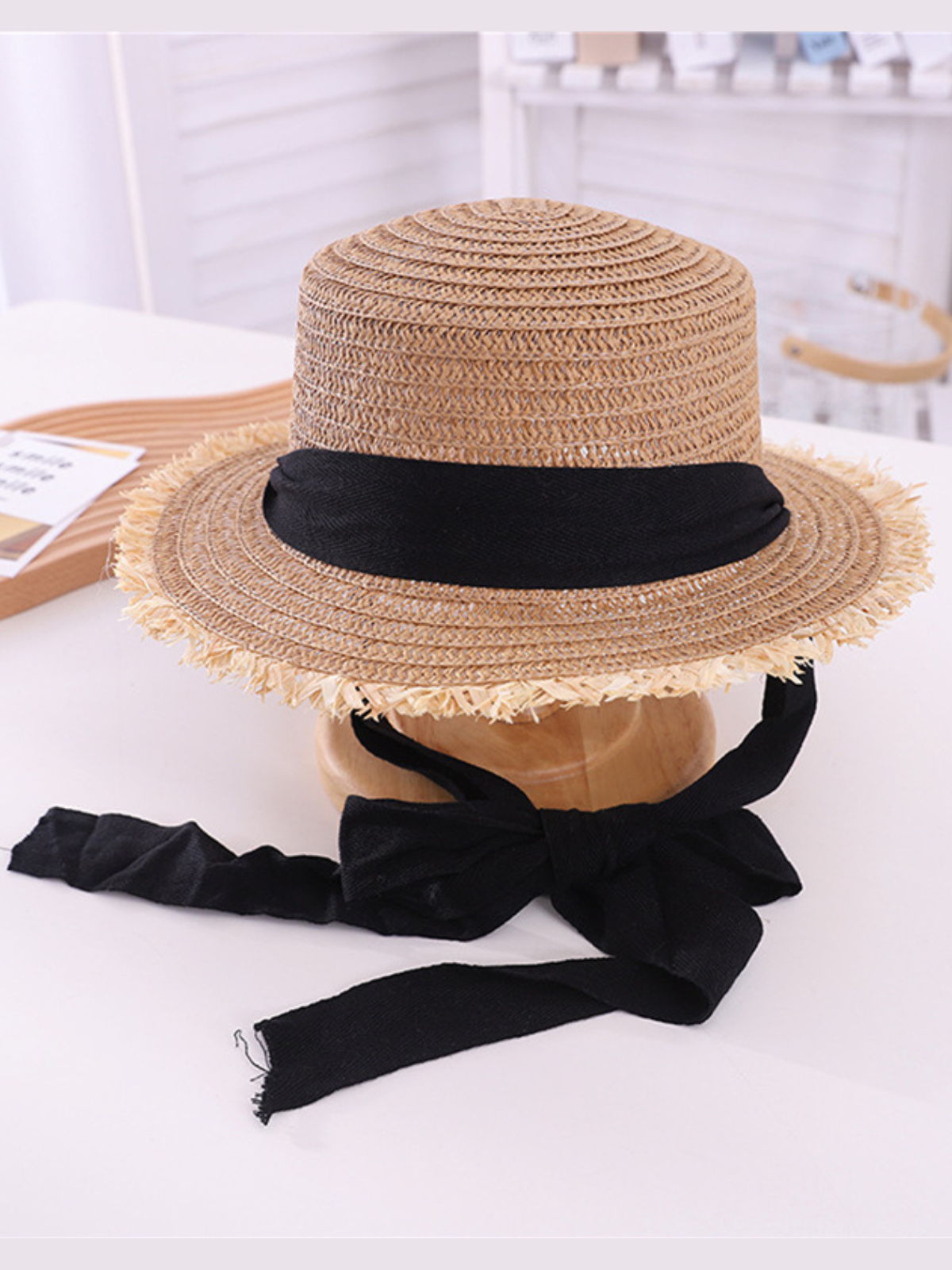 Accessories For Kids | Girls Little Miss Sunshine Ribbon Straw Hat