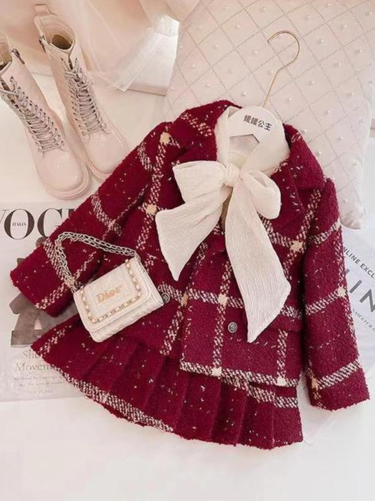 Miss Ivy League Checkered Blazer And Skirt Set