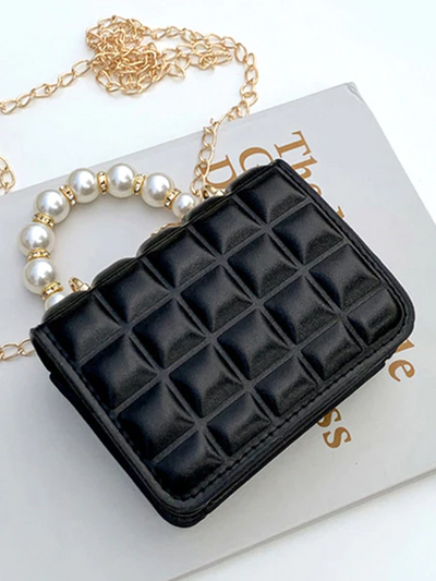 Little Girls Accessories | Vegan Leather Quilt Crossbody Handbag
