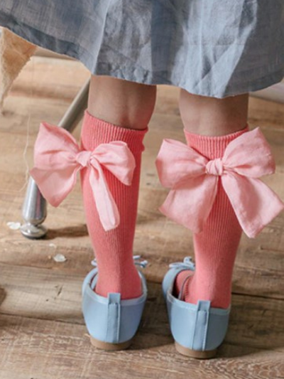 It's A Bright Day Ribbed Socks With Bow