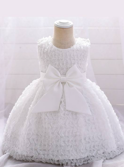 Baby Formal Dress with large bow white