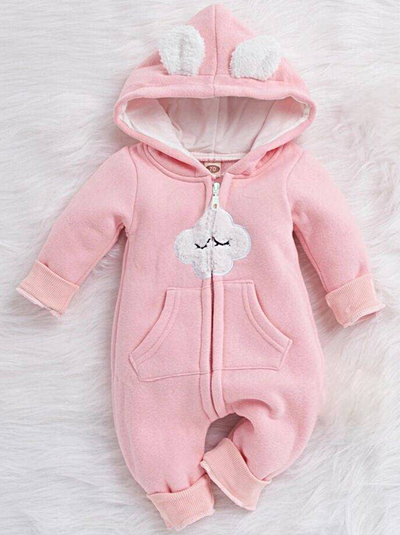 Baby Surrounded by the Clouds Hooded Onesie - Pink