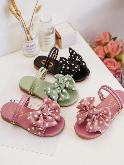 Girls We Love Polka Dots Bow Slides By Liv and Mia