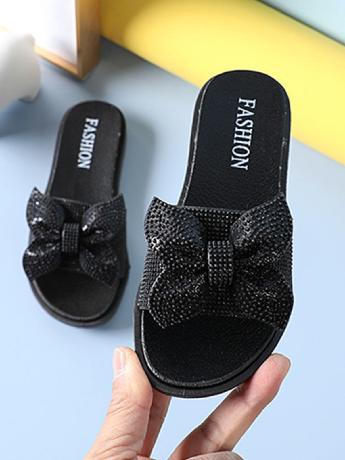 Shoes By Liv & Mia | Little Girls Bling Bowed Slippers | Kids Shoes
