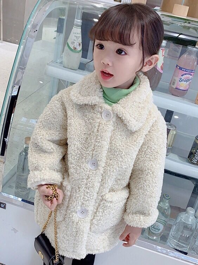 Toddler Clothing Sale | Beige Plush Fleece Coat | Girls Boutique