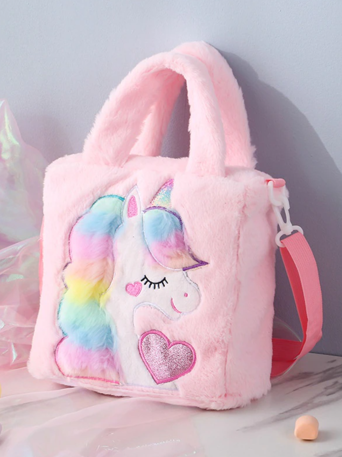 Unicorn Shimmery Water Pouch and Unicorn Soft Plush Fabric Pouch Pencil  Case Makeup Purse Travelling Bag
