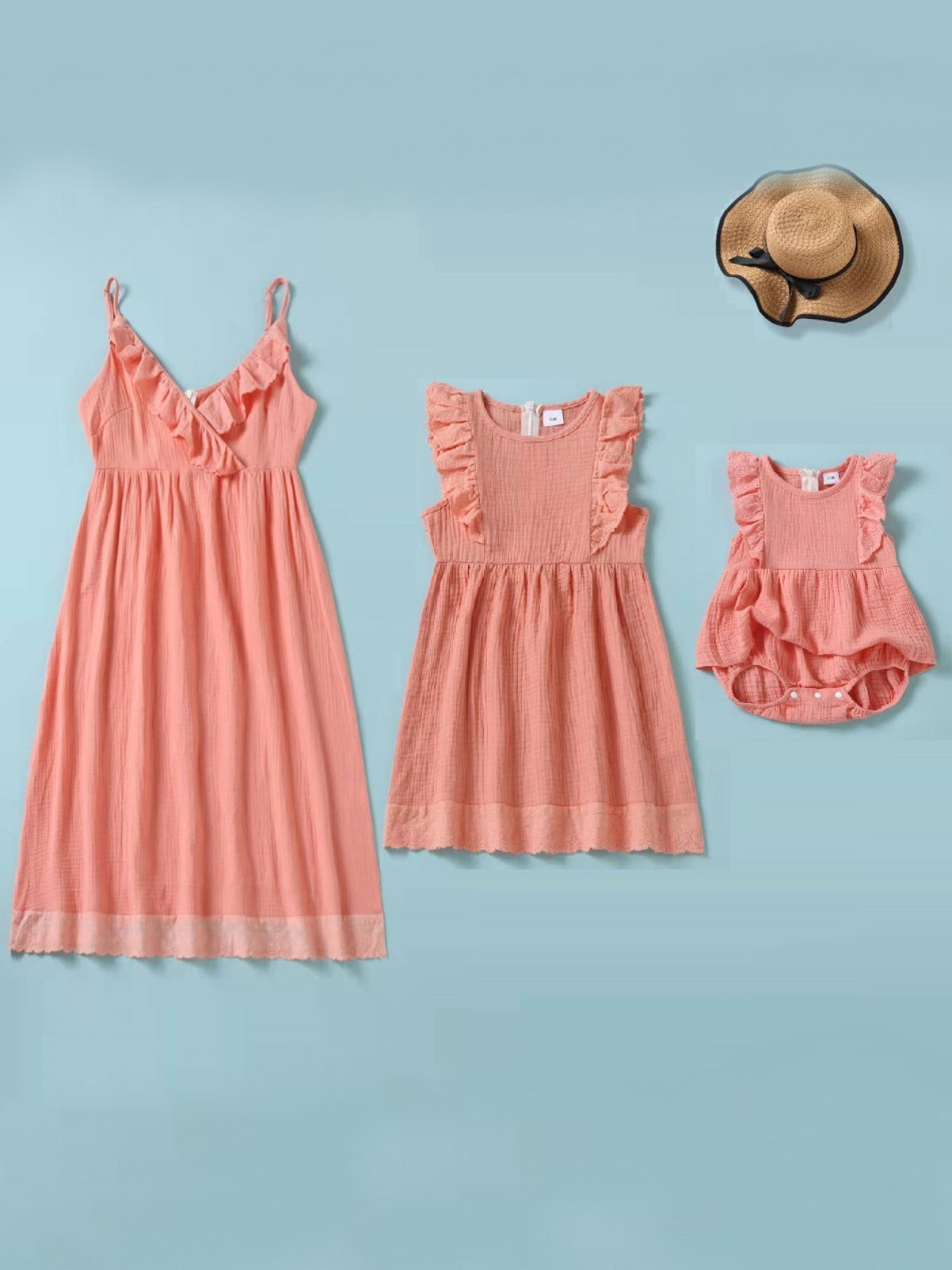 Mommy & Me Matching Dresses | Peach Ruffle Dress | Mia Belle Girls