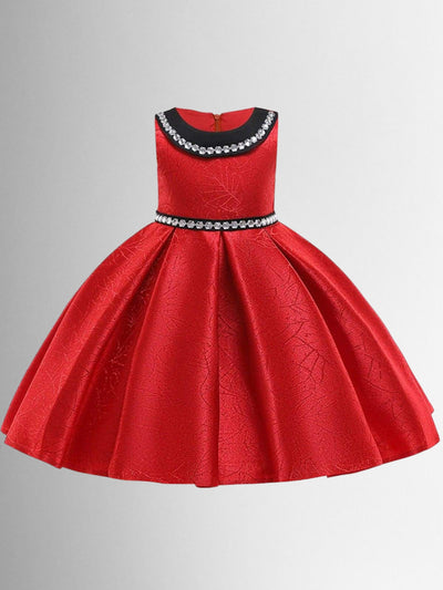 Girls Sleeveless Rhinestone Embellished Special Occasion Dress