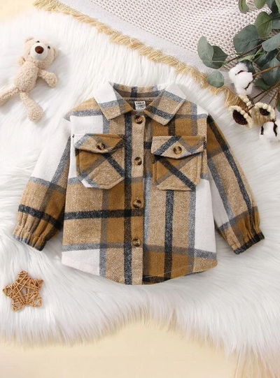Toddler Outerwear & Jackets | Little Girls Cute Flannel Shirt Jacket