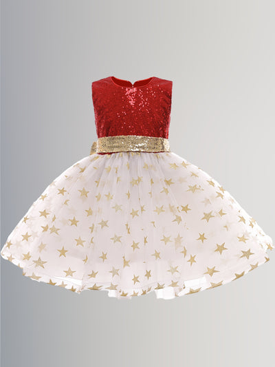 Girls Formal Dresses | Sleeveless Sequin Princess Tulle Holiday Dress