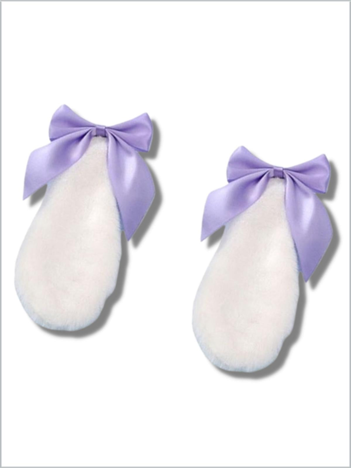 Girls Faux Fur Bunny Ears Hair Clip - Lilac | Easter Accessories - Mia Belle Girls