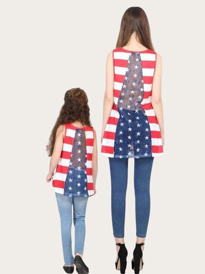 Mommy & Me American Flag Tunic - Red / Small - Mommy & Me Top