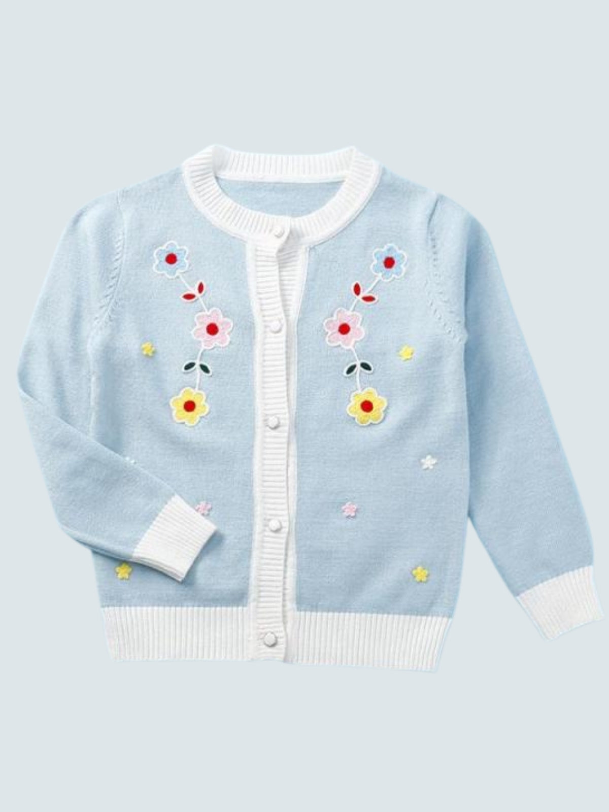 Girls Knit Cardigan with Flower Embroidered