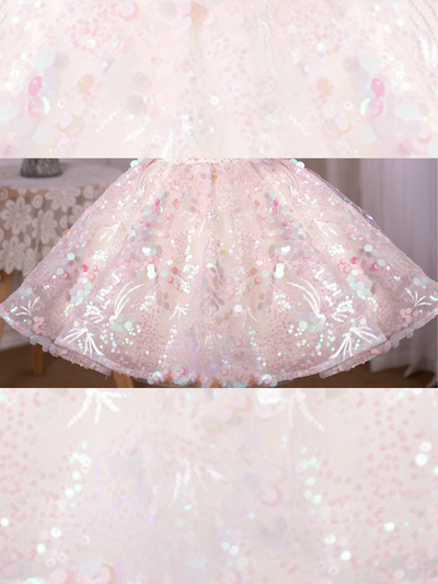 Pink Sequin Mini Dress | Little Girls Formal Dress - Mia Belle Girls