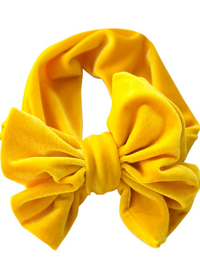 Baby Big Velvet Bow Headband yellow