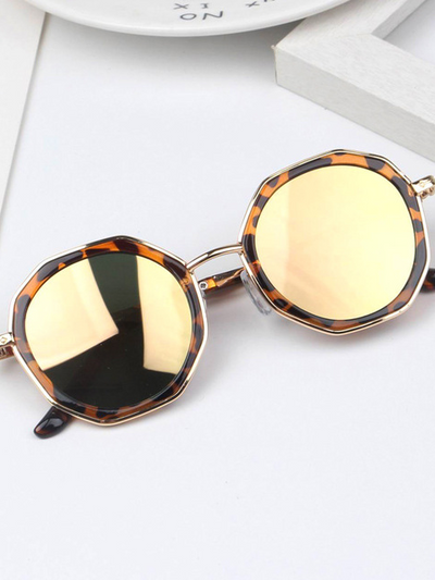 girls octagon shaped sunglasses gold