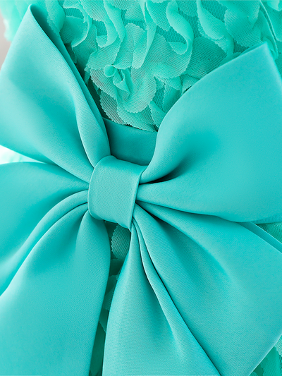 Baby Formal Dress with large bow turquoise