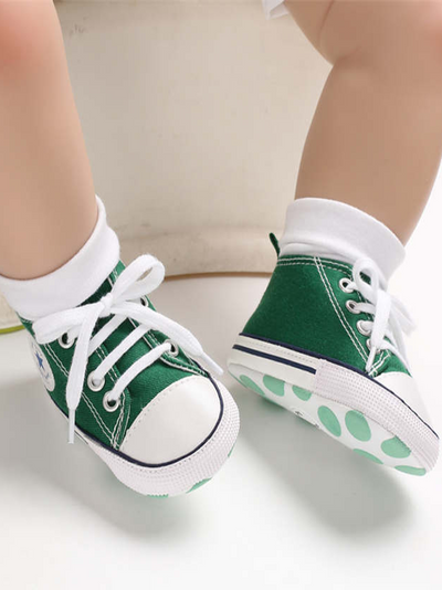 Baby First Steppers Canvas Sneaker Flats by Liv and Mia Green