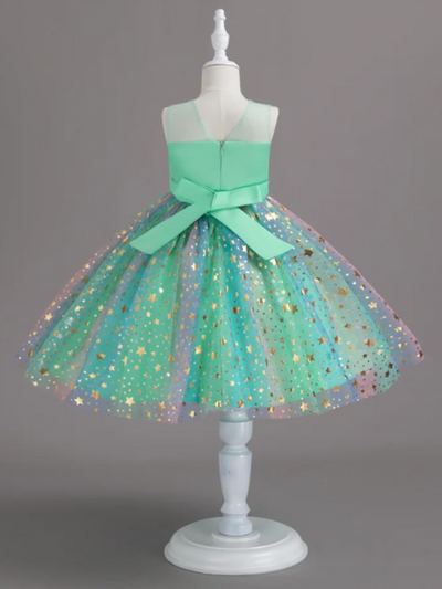 Mia Belle Girls Star Sequin Tulle Dress | Girls Spring Formal Dresses