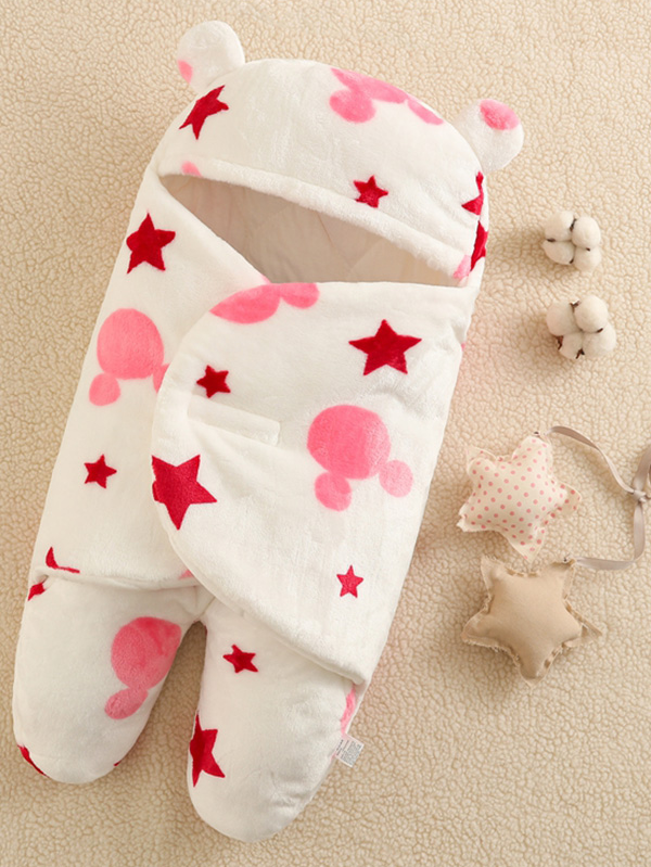 Baby Cute Cub Blanket Wrap Footed Swaddle White