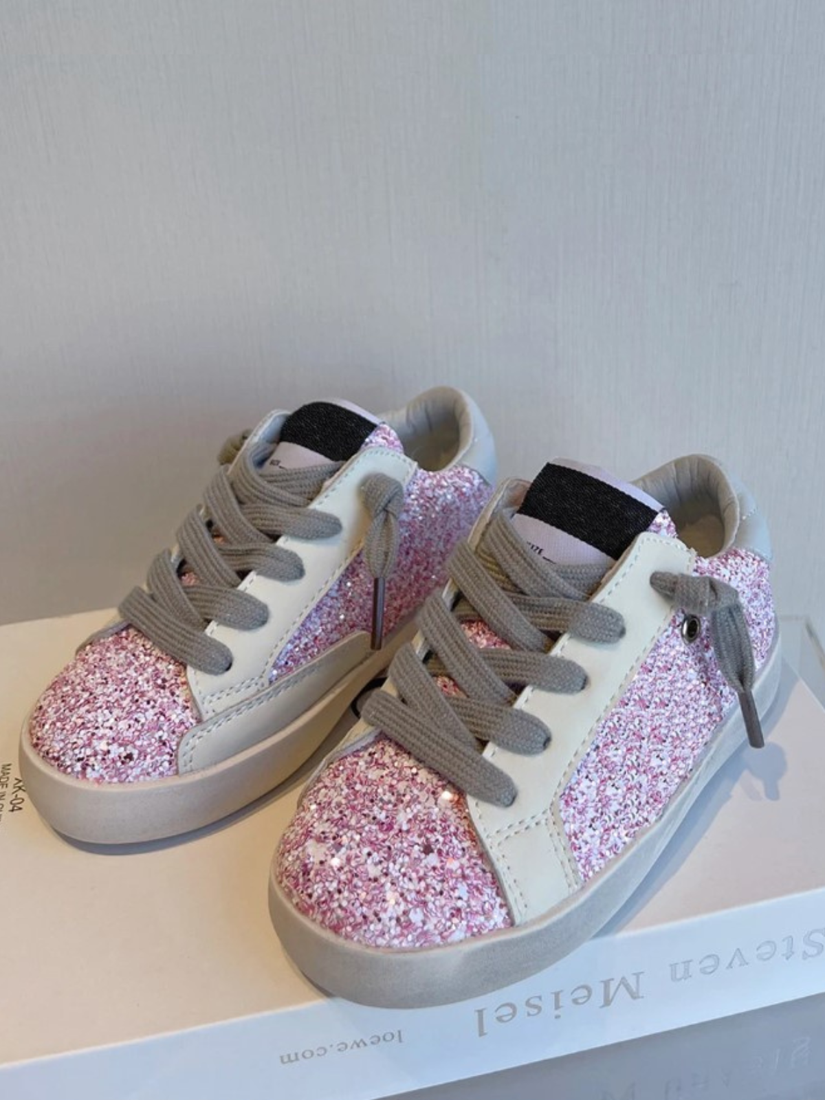 Back To School Shoes | Pink Glitter Panel Sneakers | Mia Belle Girls