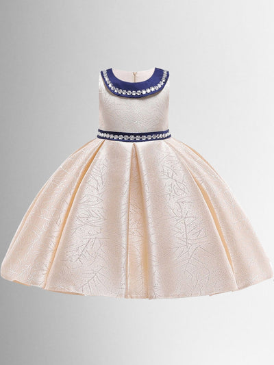 Girls Sleeveless Rhinestone Embellished Special Occasion Dress