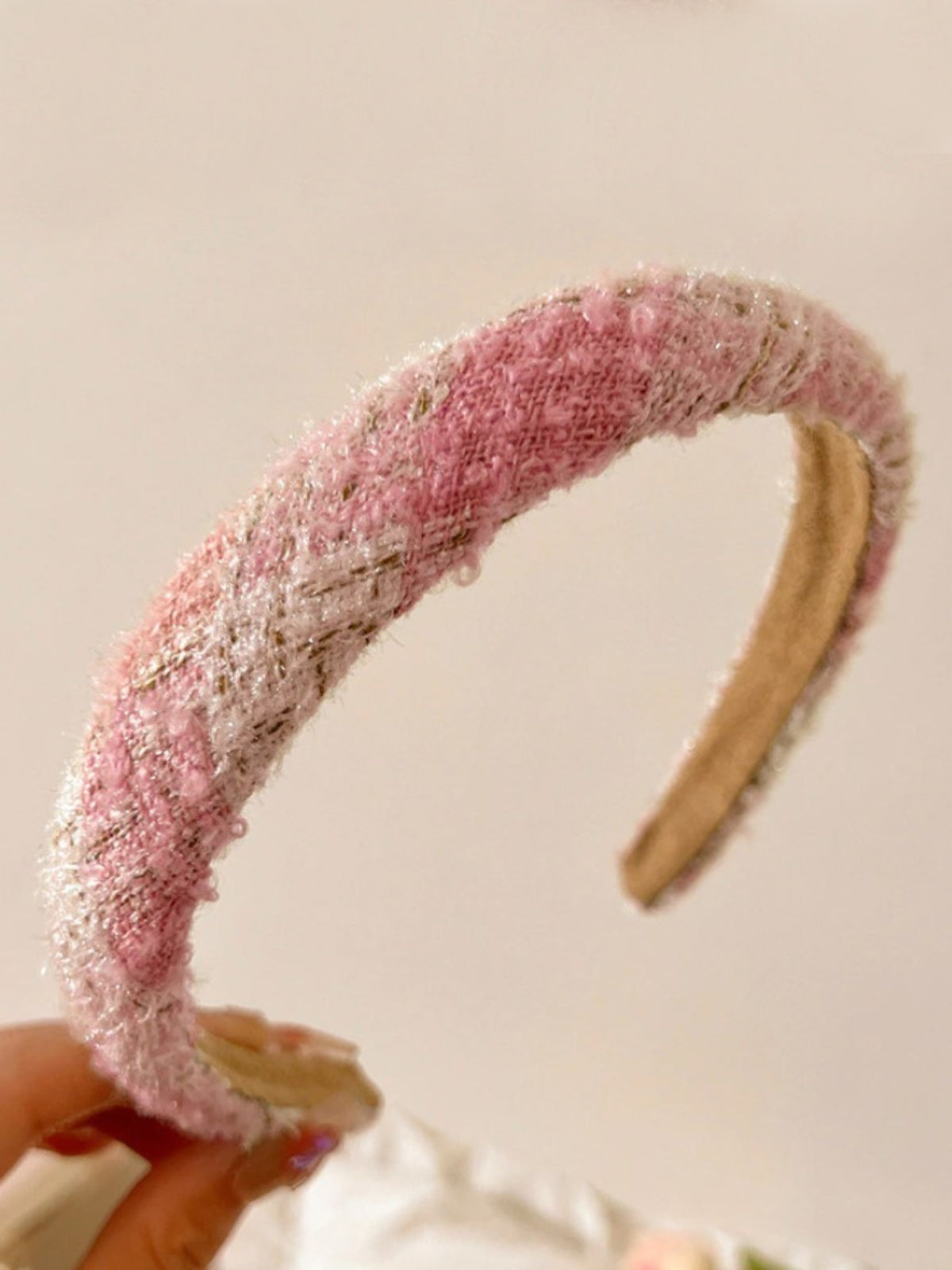 Mia Belle Girls Pink Tweed Headband | Girls Accessories
