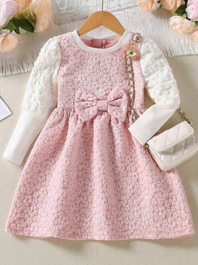Girls Preppy Chic Outfits | Pink Floral Lace Dress | Mia Belle Girls