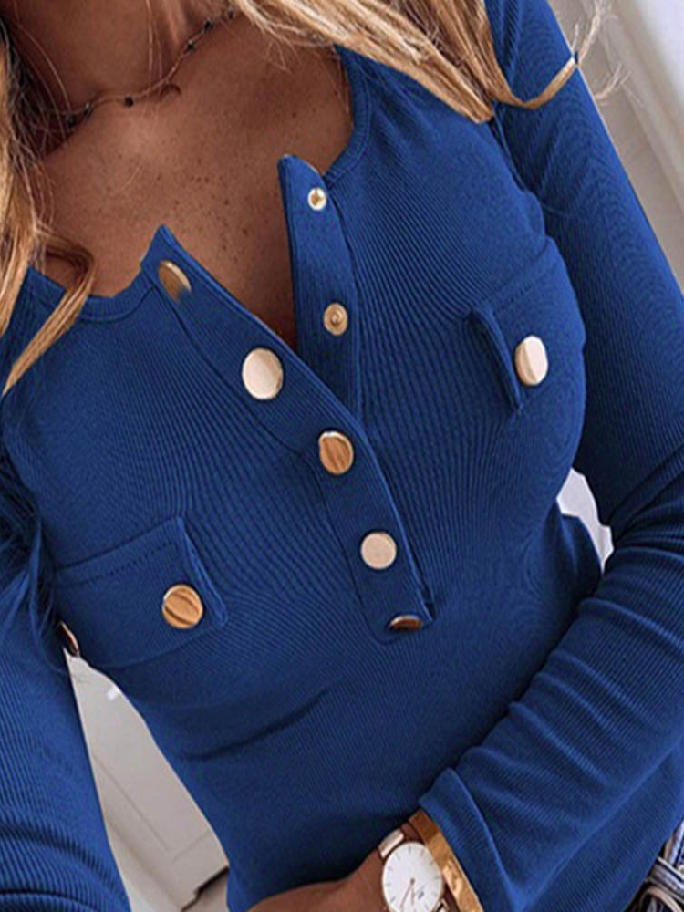 Women's Tiny Temptations Gold Buttoned Long Sleeved Top