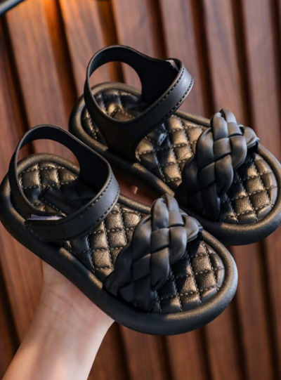 Girls Woven Summer Sandals By Liv and Mia - Black