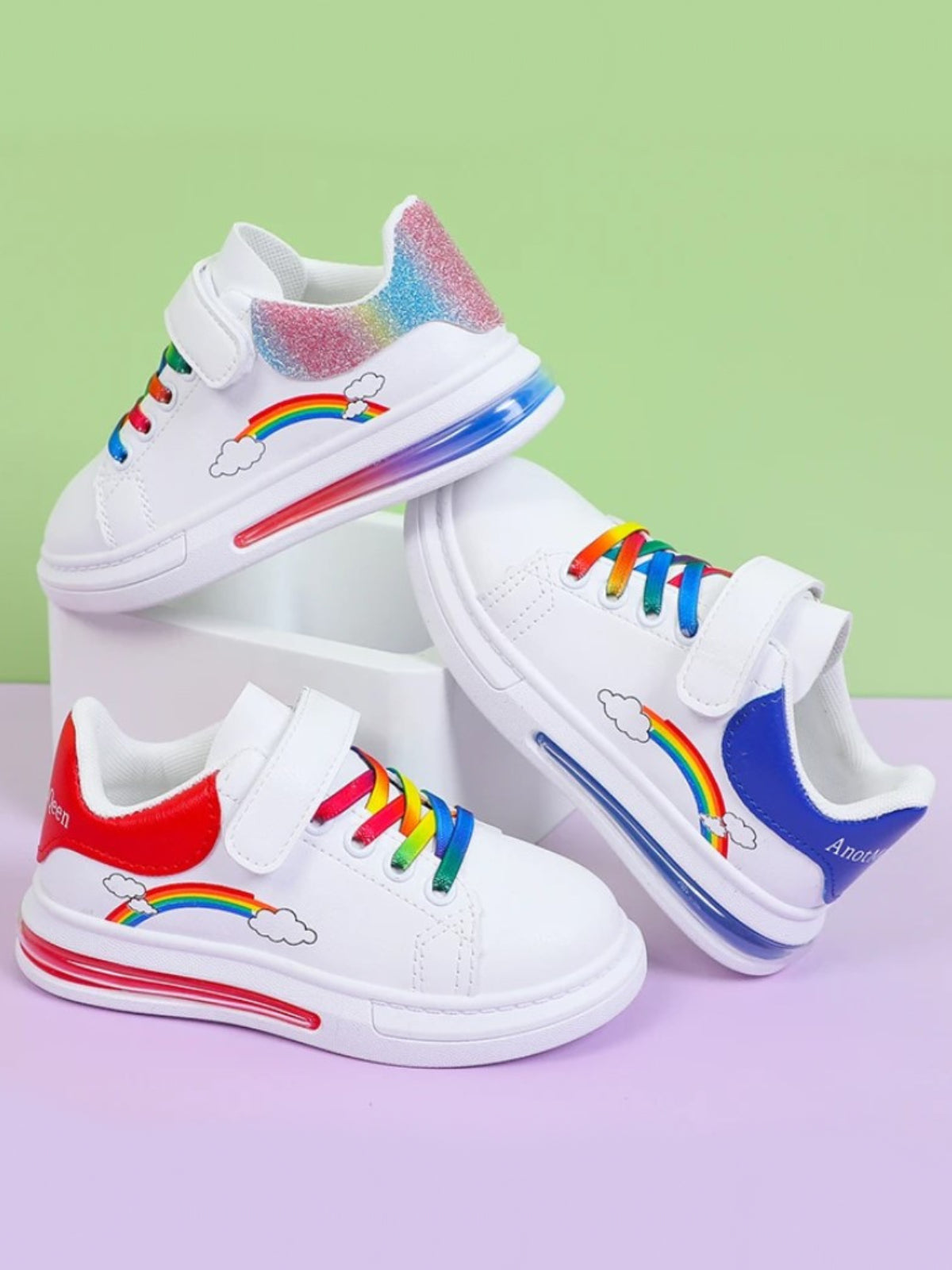 Mia Belle Girls Velcro Rainbow Sneakers | Shoes By Liv And Mia