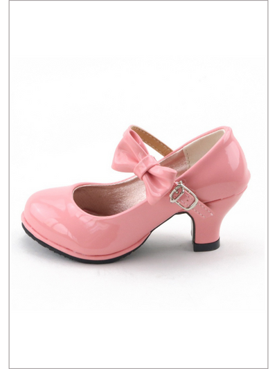 Girls Shoes By Liv and Mia | Pink Bow-Embellished Mary Jane Heels