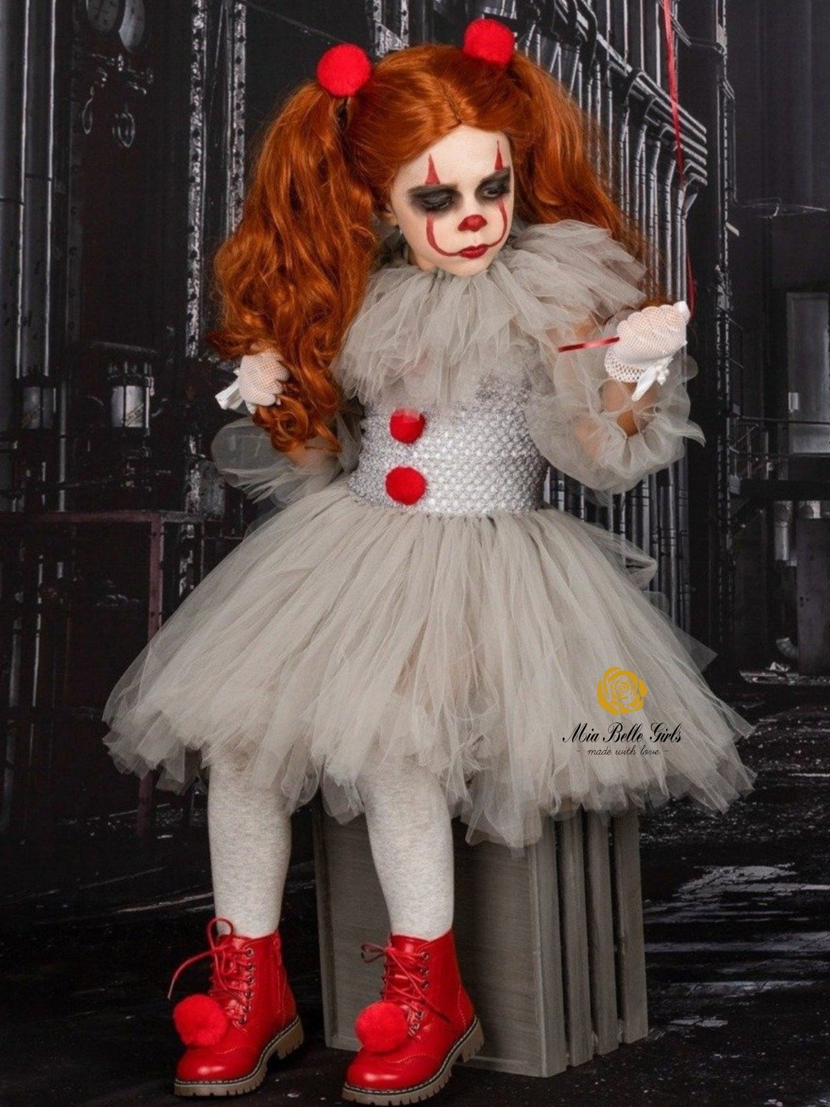 Girls Halloween Costumes | Pennywise IT Clown Dress | Mia Belle Girls