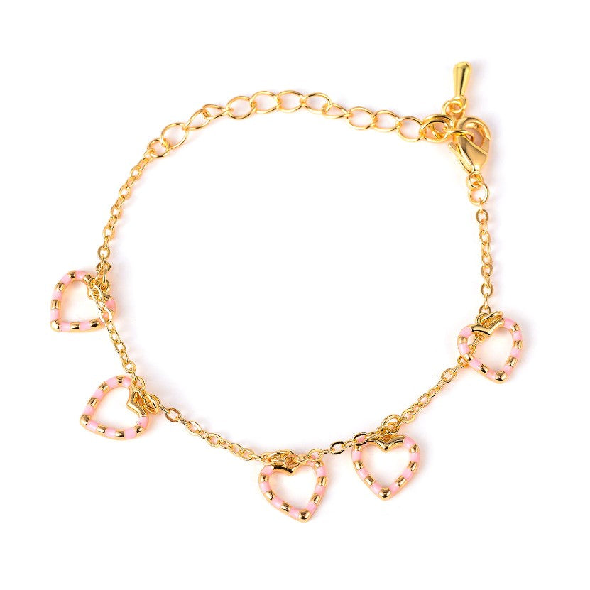 Mia Belle Girls Heart Dangle Goldtone Bracelet | Girls Accessories