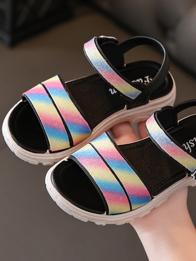 Rainbow Power Velcro Ankle Strap Sandals by Liv and Mia