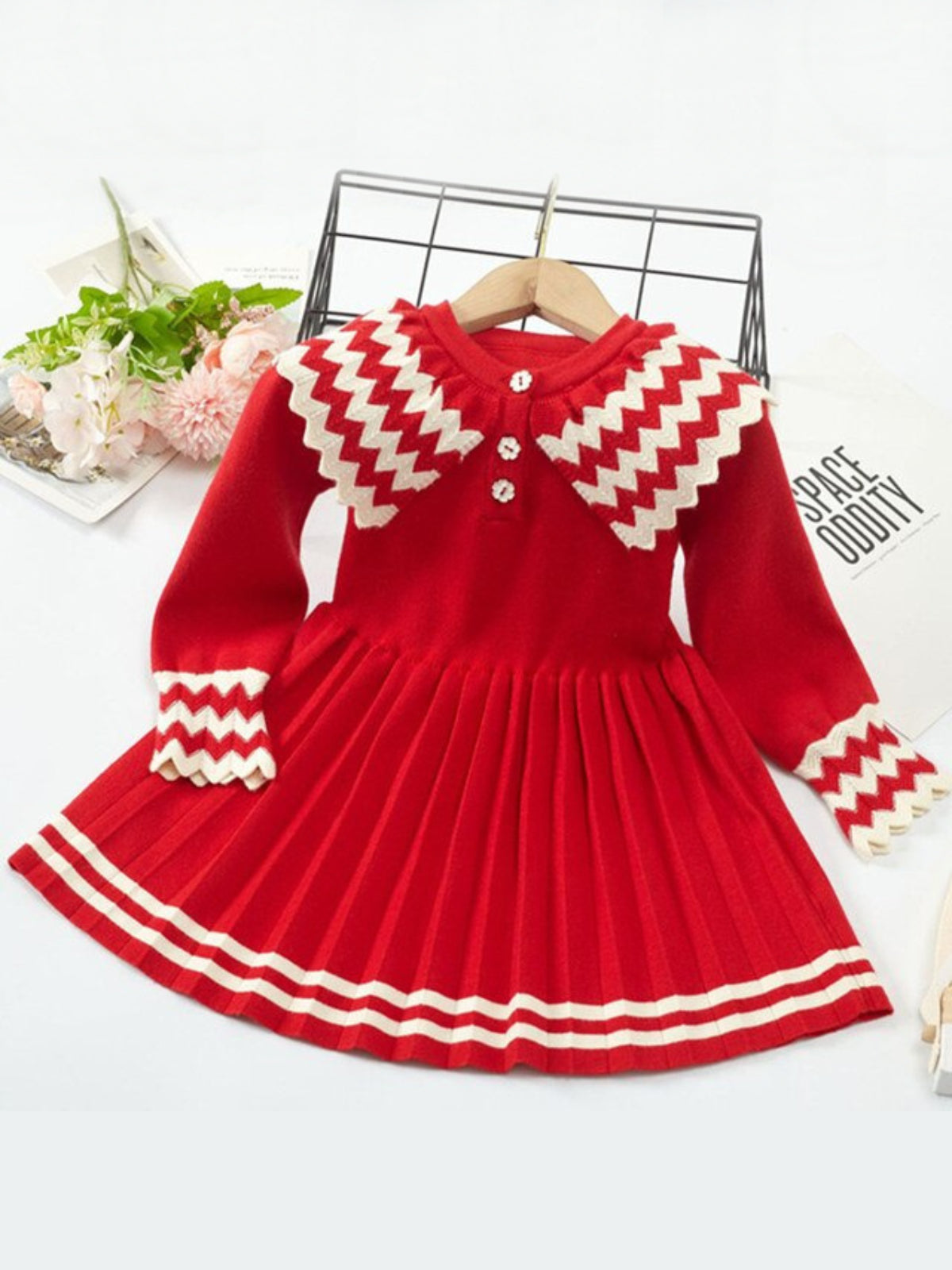 Totally Trending Red Pleated Knit Dress