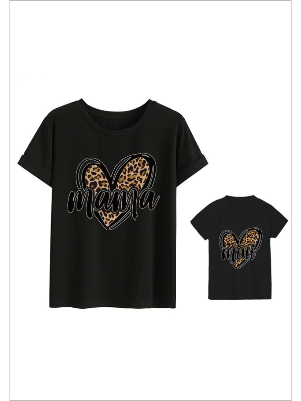 Mommy & Me Matching Tops | Leopard Heart Graphic Tee | Mia Belle Girls