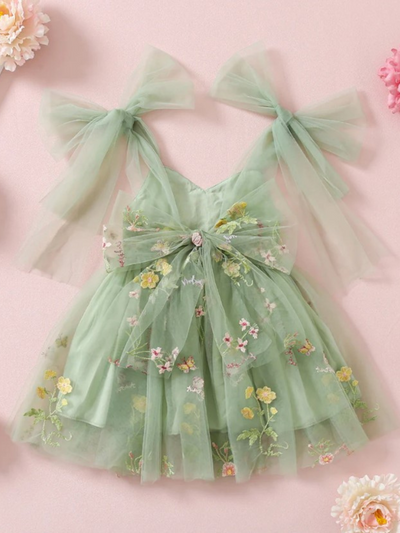 Girls Summer Dress | Floral Embroidered Tulle Dress | Mia Belle Girls