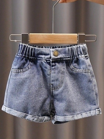Kids Denim Clothes | Elastic Waist Denim Shorts | Mia Belle Girls