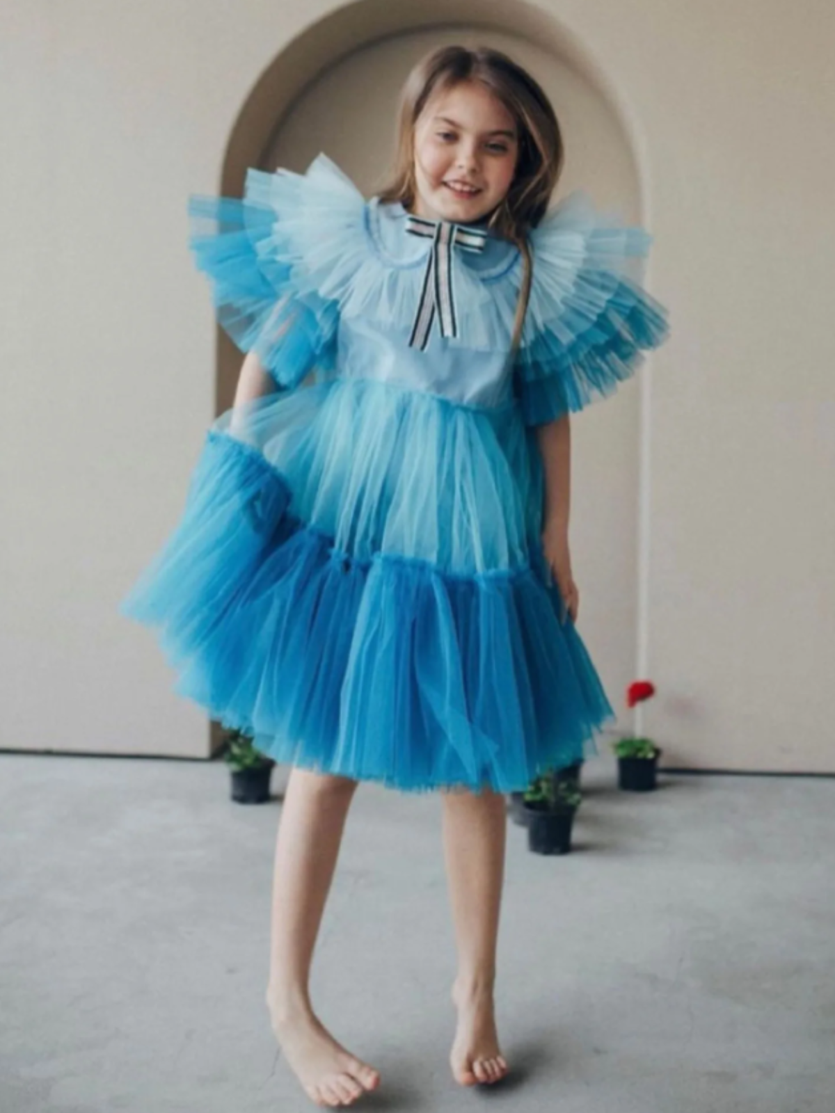 Mia Belle Girls Blue Tulle Dress | Girls Spring Dresses