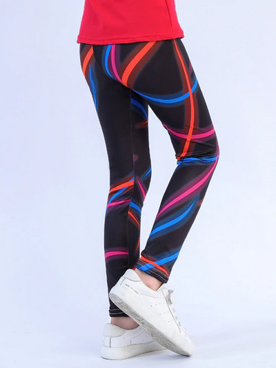 Girls Spandex Colorful Print Tight Leggings