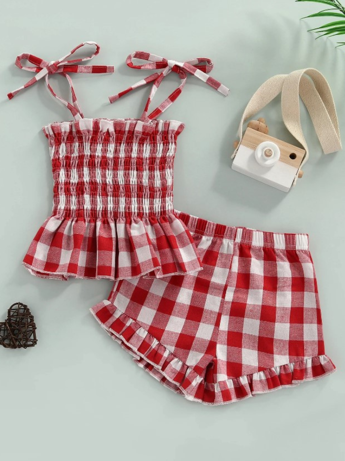 Countryside Cookout Red Gingham Shorts Set