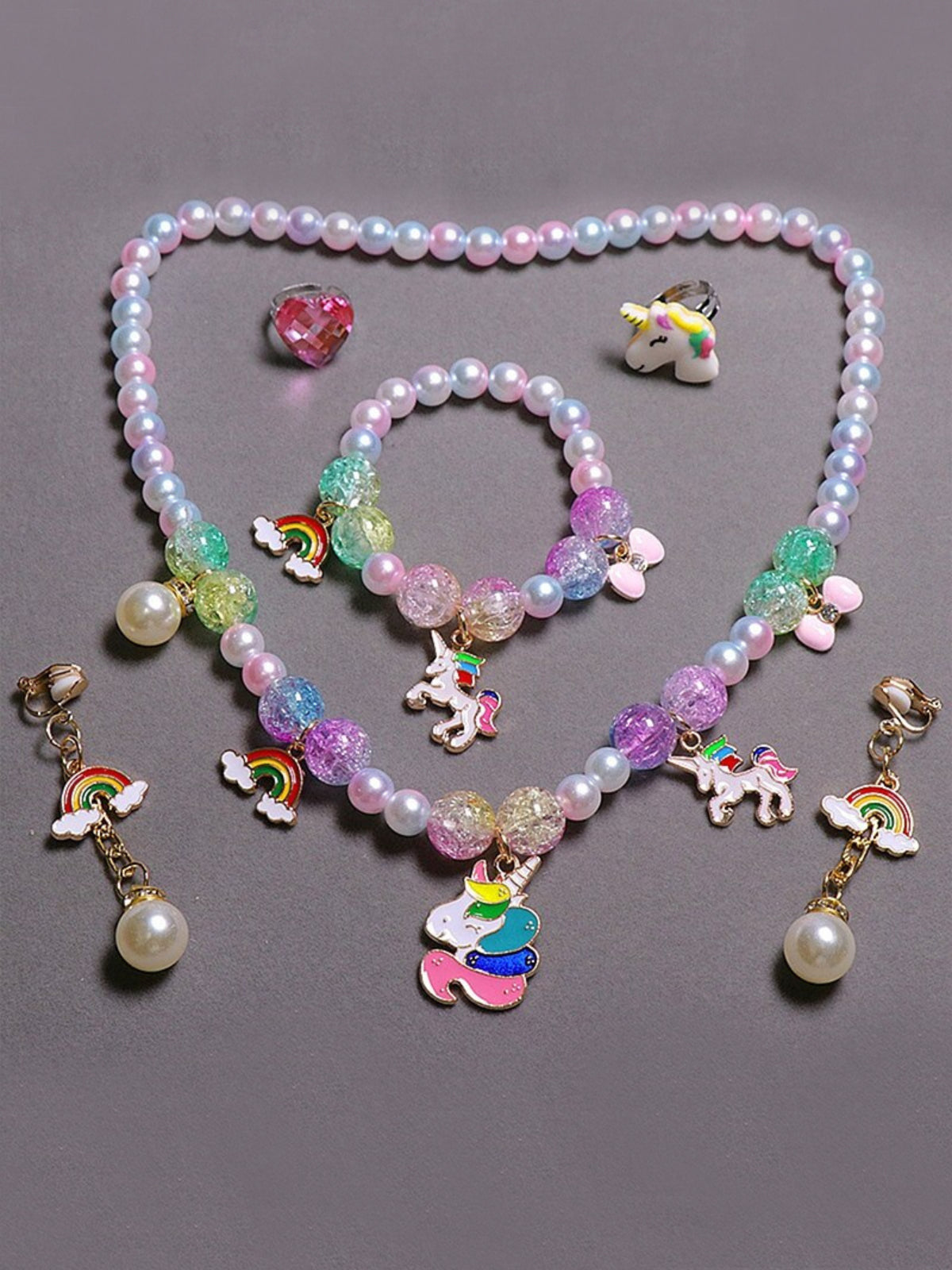 Mia Belle Girls Unicorn Pearl Jewelry 6-Piece Set | Girls Accessories