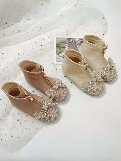 Mia Belle Girls Crystal Bow Boots | Shoes By Liv & Mia