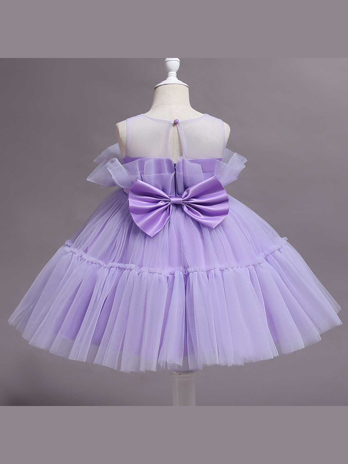 Little Girls Formal Dresses | Lavender Sheer Belted Tulle Tutu Dress