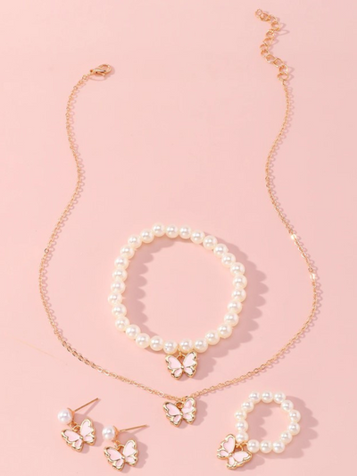 Mia Belle Girls Butterfly Pearl Jewelry Set | Girls Accessories