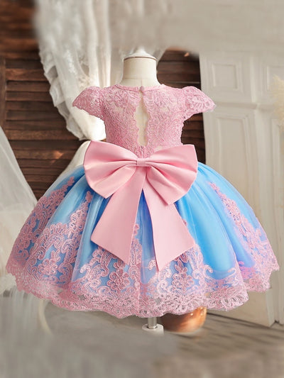 Girls Formal Dress | Pink & Blue Lace Princess Dress | Mia Belle Girls
