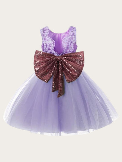 Girls Formal Dresses | Sleeveless Sequin Bow Tutu Party Dress